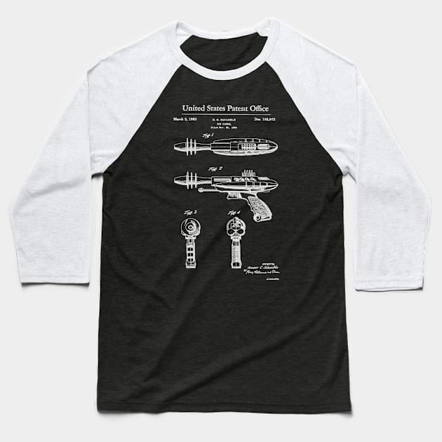 Laser Gun Toy Patent White Baseball T-Shirt by Luve